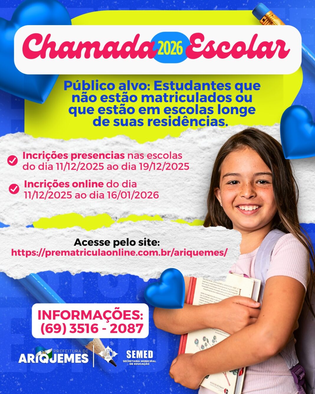 Prefeitura de Ariquemes realiza chamada escolar para o ano letivo 2026 ...