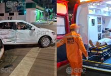 Grave colisão entre carros deixa duas pessoas feridas na capital