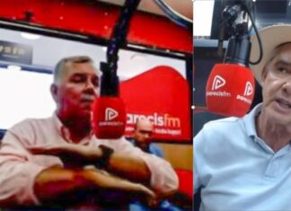 Senador Bagattoli chama atenção do deputado Mosquini durante entrevista: “Não adianta falar agora”