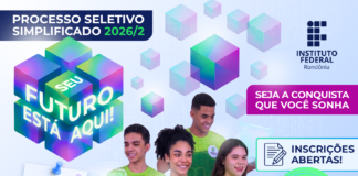 IFRO lança Processo Seletivo Simplificado 2026 com vagas em cursos técnicos subsequentes ao ensino médio e graduações