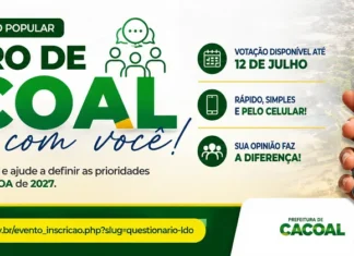 Prefeitura de Cacoal abre votação popular para definir prioridades do orçamento de 2027