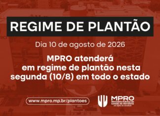 MPRO atenderá em regime de plantão nesta segunda (10/8) em Rondônia