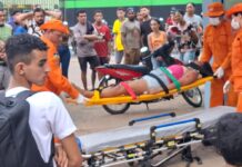 Jaru: mulher cai de segundo andar e é socorrida pelo Corpo de Bombeiros