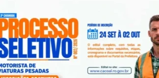 Prefeitura de Cacoal abre teste seletivo para contratação de motoristas de viaturas pesadas