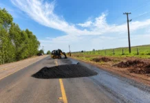 Manutenção asfáltica é realizada na RO-479 aprimorando condições de trafegabilidade