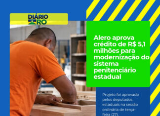 Alero aprova crédito de R$ 5,1 milhões para modernização do sistema penitenciário estadual