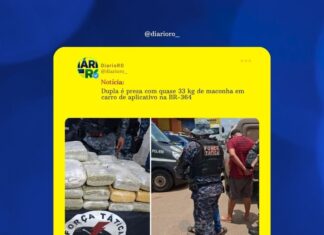 Dupla é presa com quase 33 kg de maconha em carro de aplicativo na BR-364