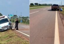 Caminhonete bate em van que transportava detentos na BR-429